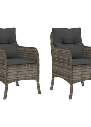 Tuinstoelen 2 st met kussens poly rattan grijs
