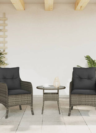 Tuinstoelen 2 st met kussens poly rattan grijs