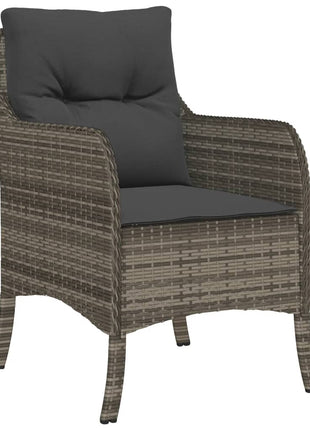 Tuinstoelen 2 st met kussens poly rattan grijs