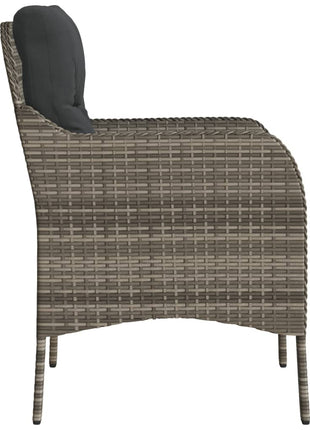 Tuinstoelen 2 st met kussens poly rattan grijs