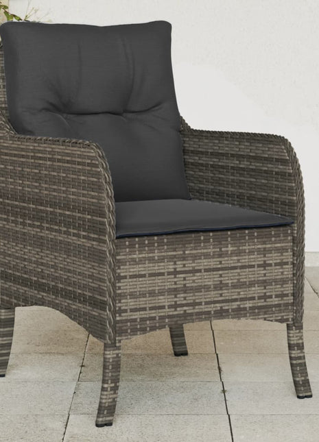 Tuinstoelen 2 st met kussens poly rattan grijs