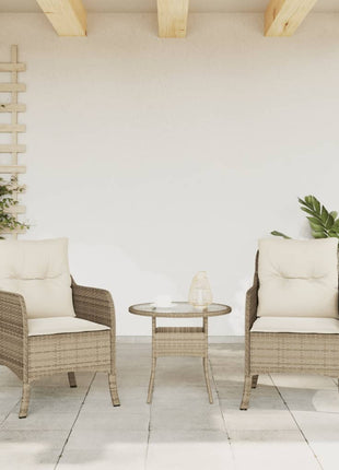 Tuinstoelen 2 st met kussens poly rattan beige