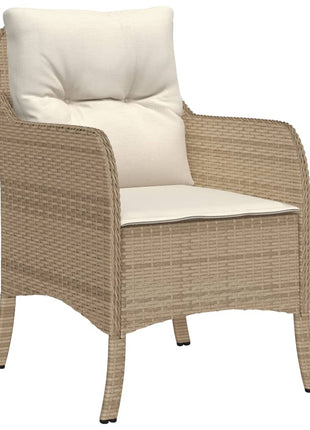 Tuinstoelen 2 st met kussens poly rattan beige