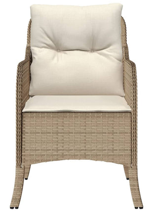 Tuinstoelen 2 st met kussens poly rattan beige