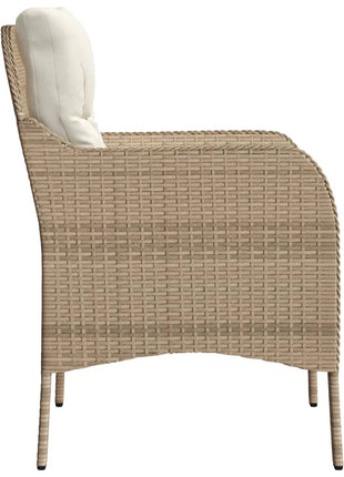 Tuinstoelen 2 st met kussens poly rattan beige