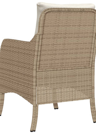 Tuinstoelen 2 st met kussens poly rattan beige