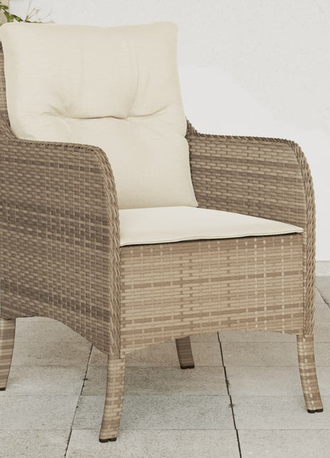 Tuinstoelen 2 st met kussens poly rattan beige