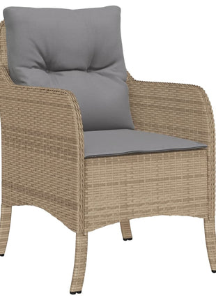 Tuinstoelen 2 st met kussens poly rattan gemengd beige