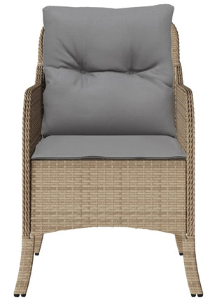 Tuinstoelen 2 st met kussens poly rattan gemengd beige
