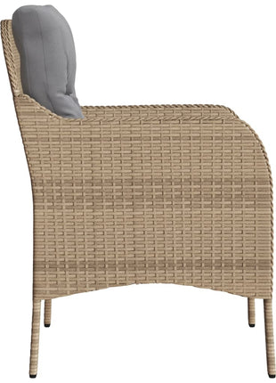 Tuinstoelen 2 st met kussens poly rattan gemengd beige