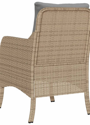 Tuinstoelen 2 st met kussens poly rattan gemengd beige