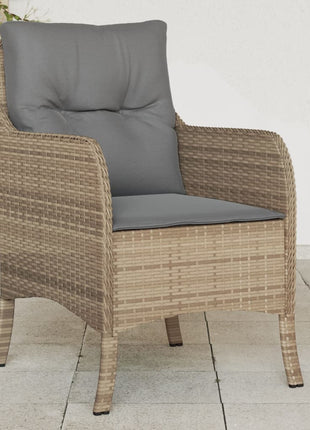 Tuinstoelen 2 st met kussens poly rattan gemengd beige