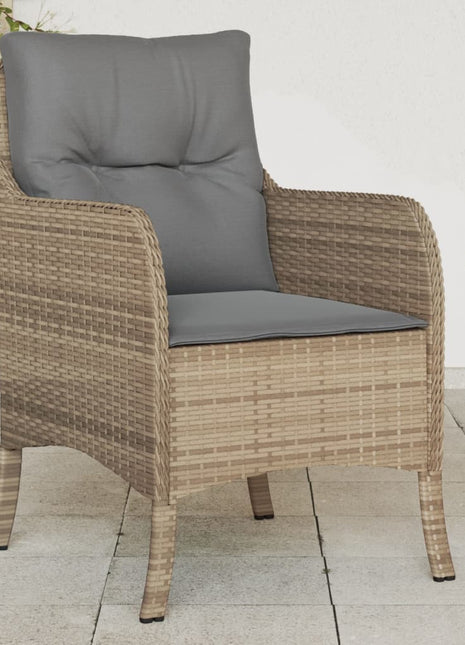 Tuinstoelen 2 st met kussens poly rattan gemengd beige