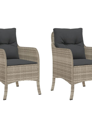 Tuinstoelen 2 st met kussens poly rattan lichtgrijs