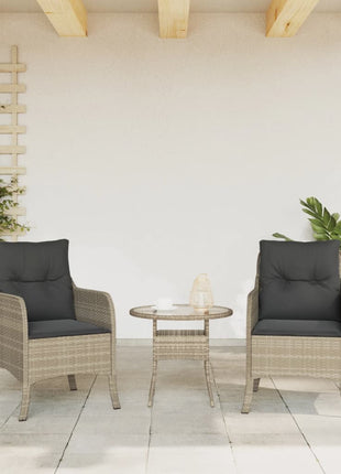 Tuinstoelen 2 st met kussens poly rattan lichtgrijs