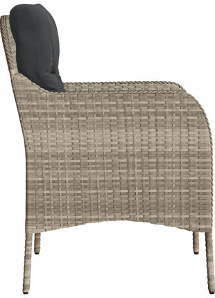 Tuinstoelen 2 st met kussens poly rattan lichtgrijs