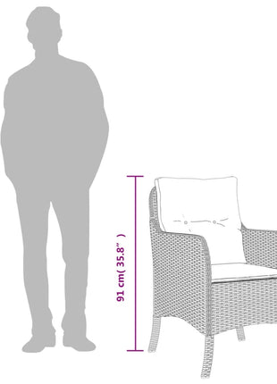 Tuinstoelen 2 st met kussens poly rattan lichtgrijs