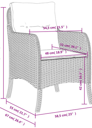 Tuinstoelen 2 st met kussens poly rattan lichtgrijs