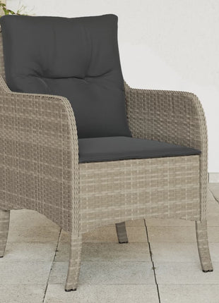 Tuinstoelen 2 st met kussens poly rattan lichtgrijs