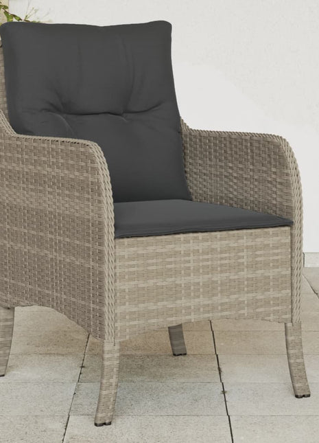 Tuinstoelen 2 st met kussens poly rattan lichtgrijs