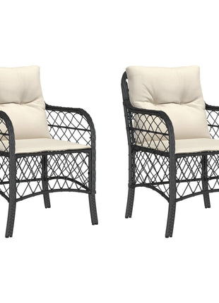 Tuinstoelen 2 st met kussens poly rattan zwart