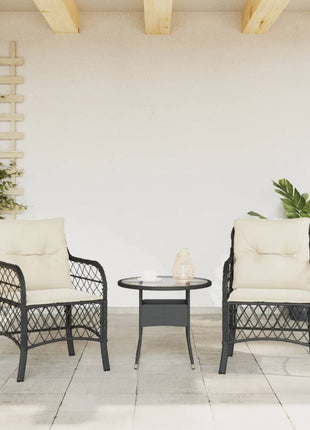 Tuinstoelen 2 st met kussens poly rattan zwart