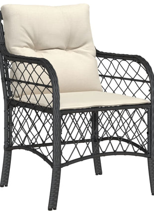Tuinstoelen 2 st met kussens poly rattan zwart