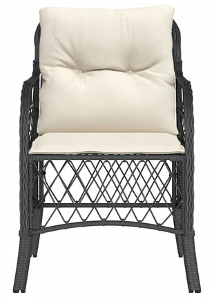 Tuinstoelen 2 st met kussens poly rattan zwart
