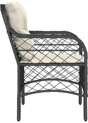Tuinstoelen 2 st met kussens poly rattan zwart