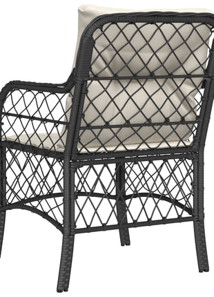 Tuinstoelen 2 st met kussens poly rattan zwart
