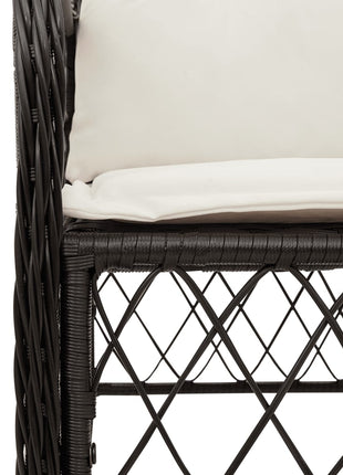 Tuinstoelen 2 st met kussens poly rattan zwart