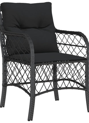 Tuinstoelen 2 st met kussens poly rattan zwart