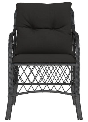 Tuinstoelen 2 st met kussens poly rattan zwart