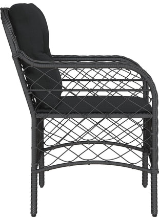 Tuinstoelen 2 st met kussens poly rattan zwart