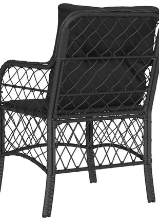 Tuinstoelen 2 st met kussens poly rattan zwart