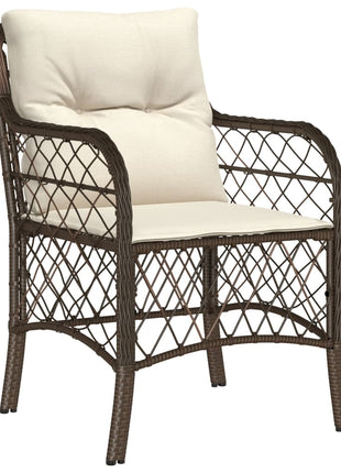 Tuinstoelen 2 st met kussens poly rattan bruin