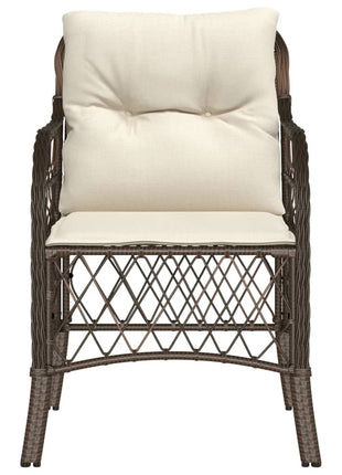 Tuinstoelen 2 st met kussens poly rattan bruin