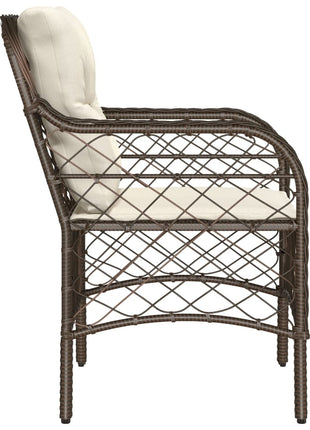 Tuinstoelen 2 st met kussens poly rattan bruin