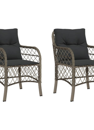 Tuinstoelen 2 st met kussens poly rattan grijs