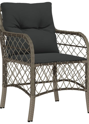 Tuinstoelen 2 st met kussens poly rattan grijs