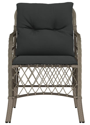 Tuinstoelen 2 st met kussens poly rattan grijs