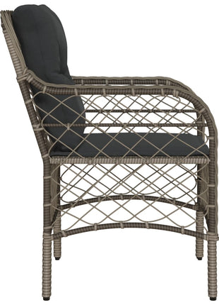 Tuinstoelen 2 st met kussens poly rattan grijs
