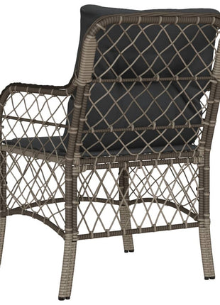 Tuinstoelen 2 st met kussens poly rattan grijs