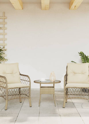 Tuinstoelen 2 st met kussens poly rattan beige