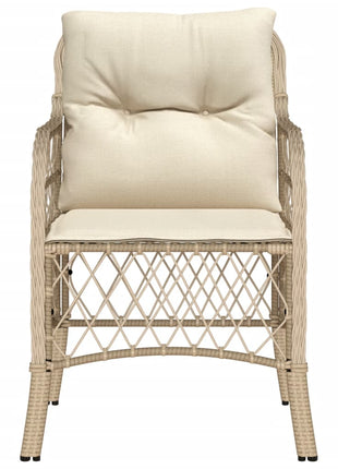 Tuinstoelen 2 st met kussens poly rattan beige