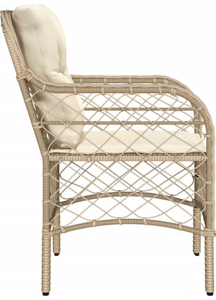 Tuinstoelen 2 st met kussens poly rattan beige