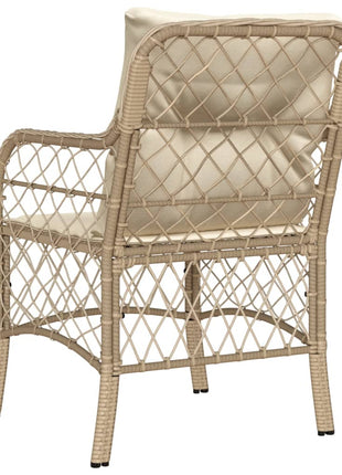 Tuinstoelen 2 st met kussens poly rattan beige