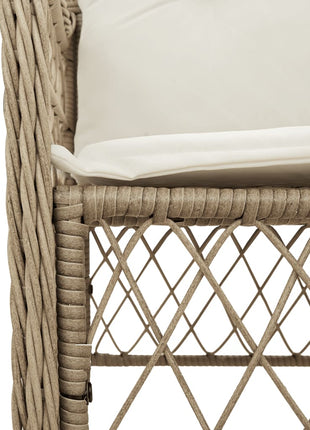 Tuinstoelen 2 st met kussens poly rattan beige