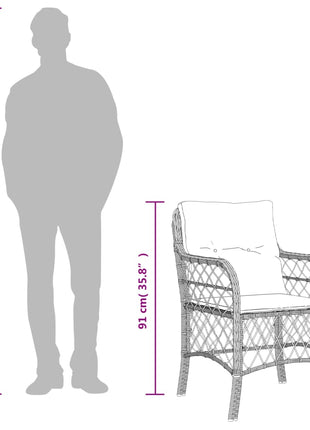 Tuinstoelen 2 st met kussens poly rattan beige