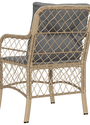 Tuinstoelen 2 st met kussens poly rattan gemengd beige